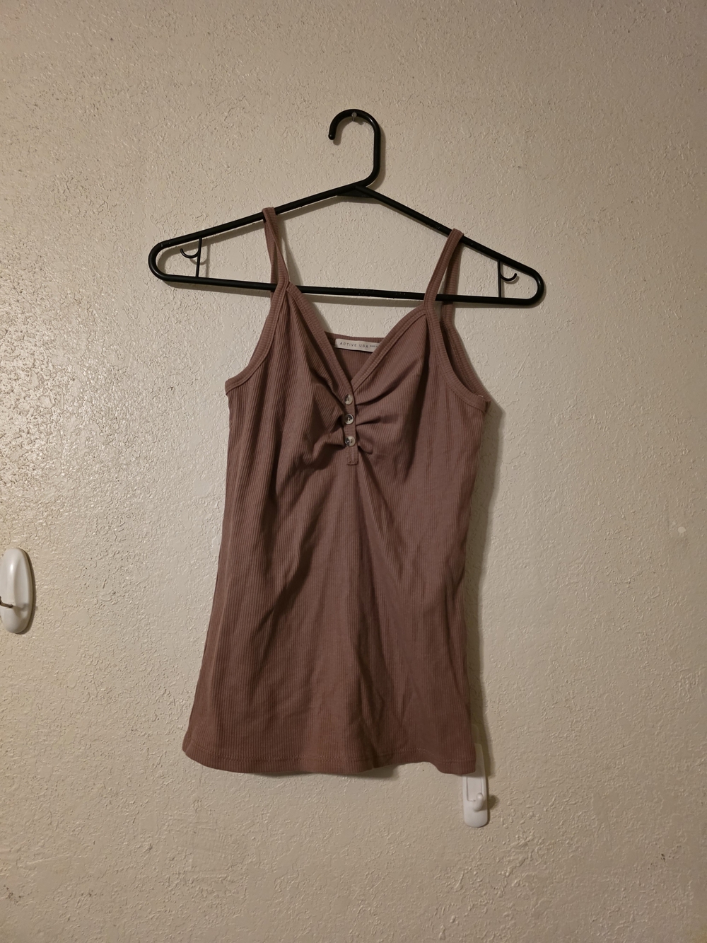 Active USA Mauve Ribbed Camisole with Button Accents